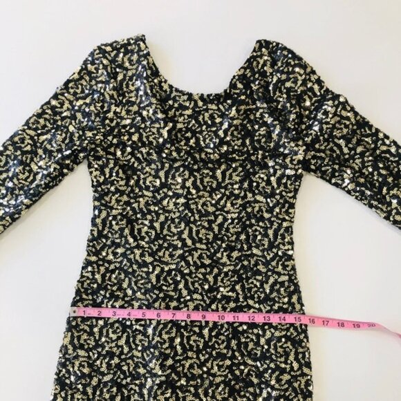 MM Couture Gold and Black Sequin Metallic Dress Size Medium - Picture 9 of 13